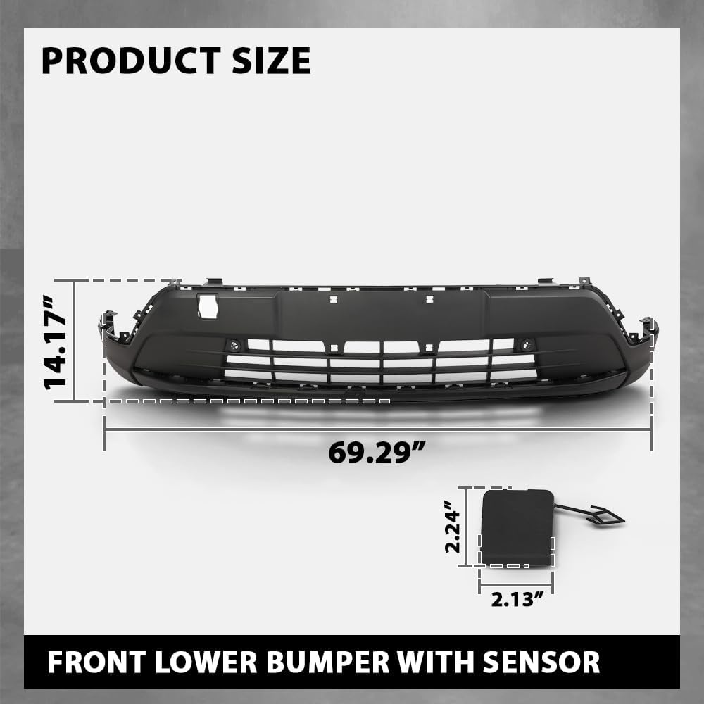 G-PLUS Bumper Cover Front Lower Compatible with Cadillac XT4 2019-2023 With Sensor Holes Black