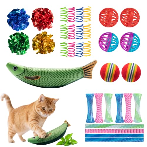 SHIPPOU 33-Pack Cat Toys for Indoor Cats & Kittens, Interactive Cat Toy