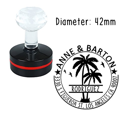Customized Stamp Online Summer Holiday Seaside Topic Coconut Palm Tree Flying Birds Design Custom Return Address Stamp, Wedding Flash Stamp For Monogram Christmas Housewarming Present #TOP1