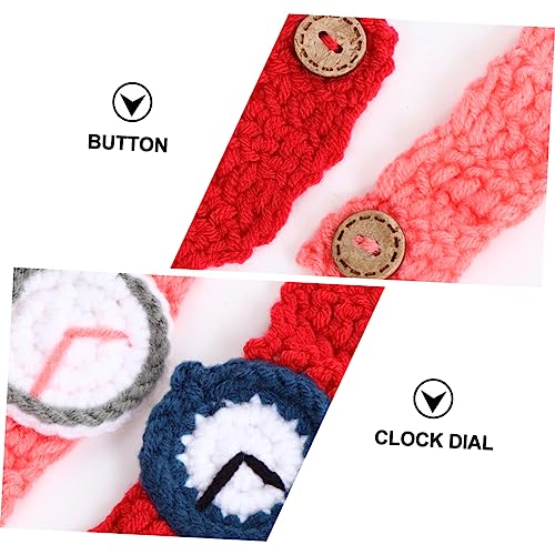 Toyvian 2pcs Knitted Wristwatches Funny Simulation Bracelet for Couples Students Soft Comfortable Design for Parties Festivals and Carnivals Red4