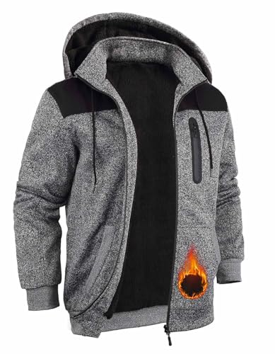 Hoodies for Men Heavyweight Sherpa Lined Jackes Full Zip Fleece Winter Jacket