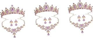 3 Conjuntos De Colar De Coroa Tiaras De Noiva E Coroas Brincos Coroas Para Casamento Kit Com Joias Coroa De Noiva Roupa Vermelha Coroas De Casamento Despedida De Solteira
