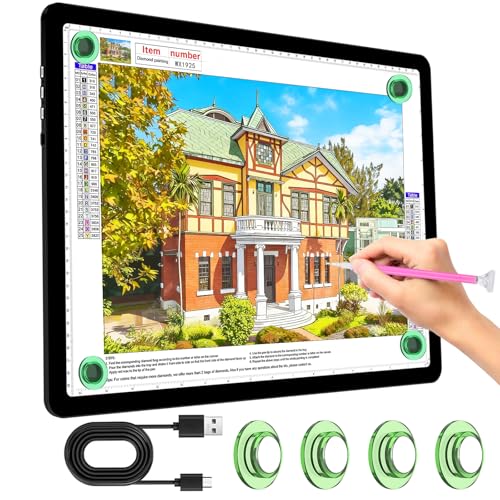 Boîte lumineuse LED A4 KOBAIBAN avec boutons latéraux pour art diamant et dessin