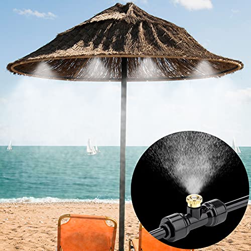 Petutu Misting Cooling System 32.8ft(10M) Misting Line + 10 Brass Mist Nozzles + a Faucet Connector (3/4\") Fan Misting Kit Outdoor Mister for Patio Garden Greenhouse Trampoline for waterpark - Thumbnail 7