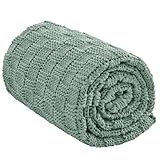 Wellfeel Knitted Weighted Blanket for Adult, No Beads Heavy Blanket 48” x 72'' 15lbs, Breathable Chunky Knit Blanket, Cooling Weighted Blanket for Hot Sleepers, Christmas Home Decor (Light Green)