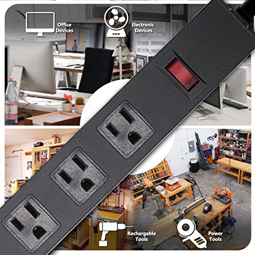 Power Strip With 6 Outlets 6 Ft Ul 14Awg Cord Straight Plug For Commercial, Industrial, School And Home,15A 125V 1875W, Etl Approved And Listed, Black 6 Ft (1 Pack) #TOP4