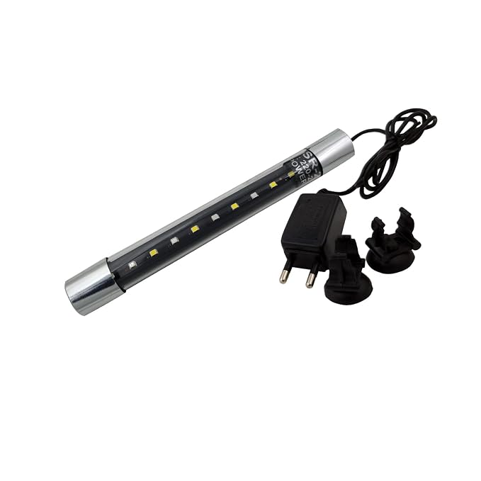 VENUS AQUA Aquarium Led Light, Fully Submersible (Waterproof) Led Lamp for Fish Tank Adjustable Led Light with 2 Suction Cup/Power: 2 Watt/AC : 220-240/50Hz (White & Blue, SR-200 LED-6.5 INCH)
