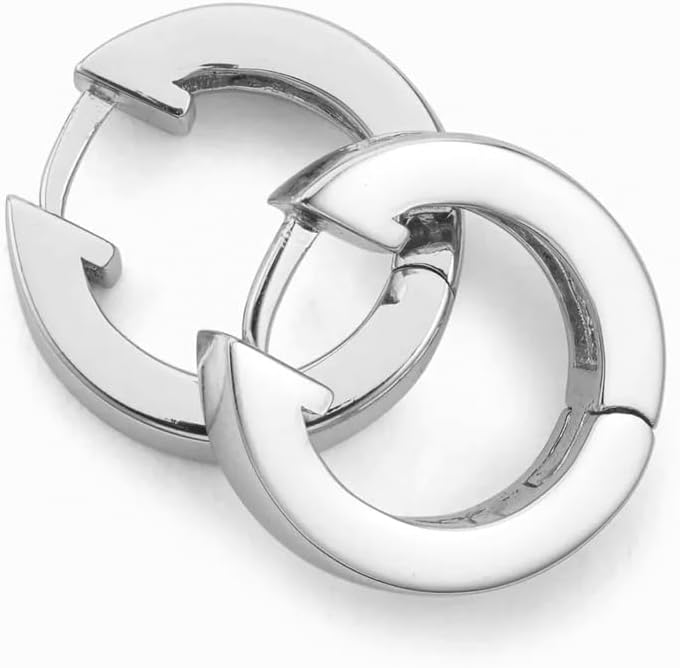 White Gold Plated 925 Sterling Silver Square Princess Cut Iced 5A Cz Trendy Classic Unisex 14mm Hoops Hypoallergenic Huggie Hoop Earrings For Men Women - Image 4