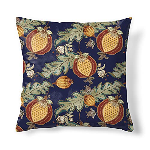 Obal William Morris Navy Cushion Covers Original Design Velvet Pillow Case Square Decorative Throw Pillow Cover 45cm x 45cm for Sofa Bed Couch Living Room Bedroom (18x18 Inch) Pine Corn