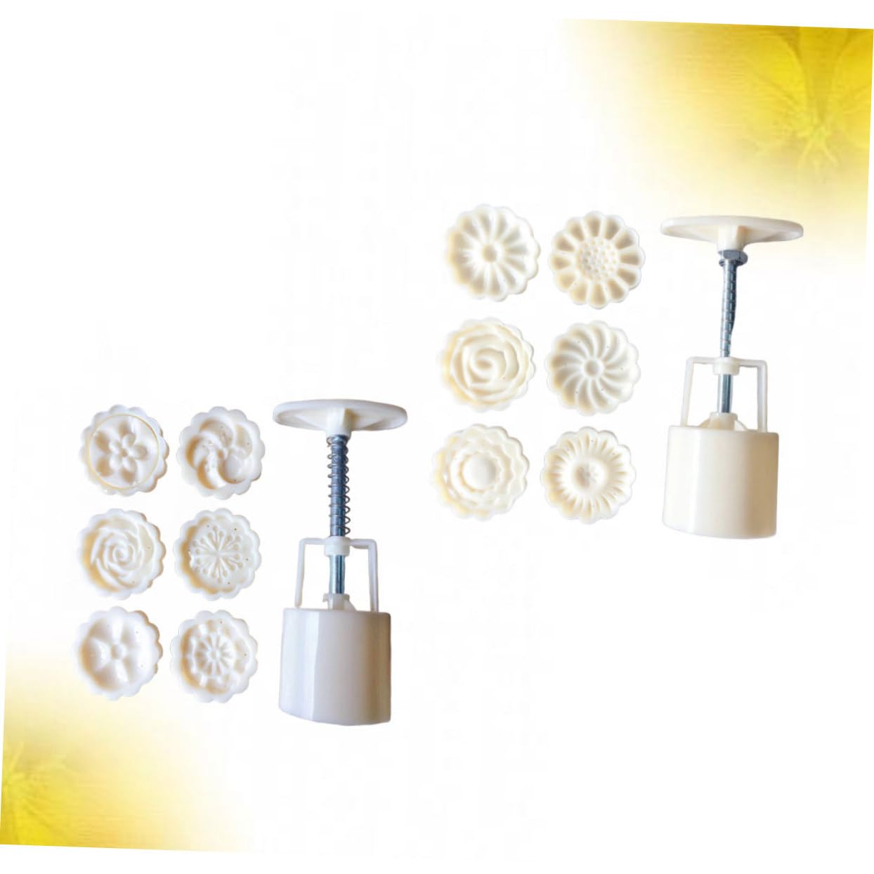 Cabilock 2Sets Moon Cake Mould DIY Baking Tool with Stamps for Homemade Desserts Hand Pressure Design for for Lunar Festival Celebrations