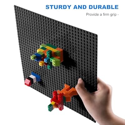 4 Classic Baseplates, Base Plates Compatible with Lego Bricks 10 x 10 (2 Gray + 2 Black)