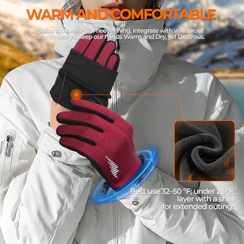 Image of rivmount Winter Gloves Women Men, Cold Weather Touch Screen Liner Glove, Windproof 3-Layers, for Running, Cycling, Biking, Hiking, Driving