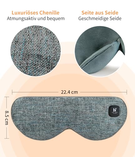 AROMA SEASON Wärmebrille mit Akku ohne Kabel zur Linderung von trockenen Augen, Gerstenkorn, Blepharitis | Waschbar und wiederaufladbar | grau
