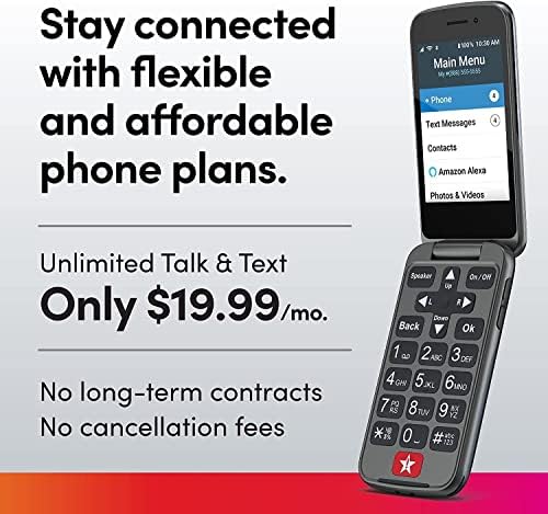 LIVELY Jitterbug Phones Flip2 - Flip Cell Phone for Seniors - Must Be Activated Phone Plan - Not Compatible with Other Wireless Carriers - Red Flip Phone