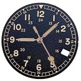 LULUG 29mm Vintage Unmarked Watch Dial for NH35 NH36 Movement, Green Luminous Watch Face 3/4 O'Clock Calendar Retro Modification Accessory (Black 1)