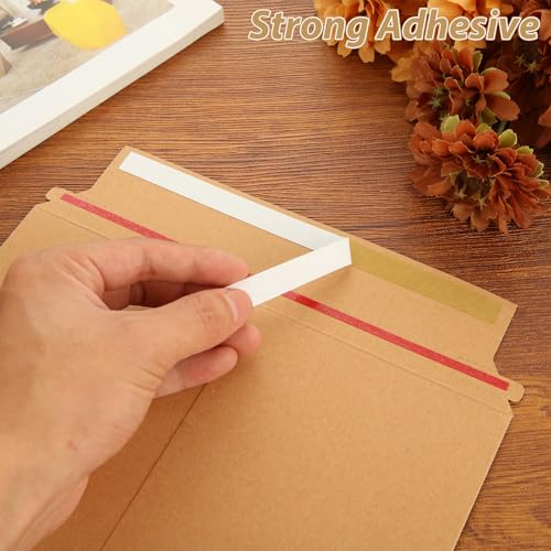 FWEEK Envelopes de Papelão Rígidos, 50 Unidades, 22 x 39 cm, Auto Selados, Marrom, 300 g/m²