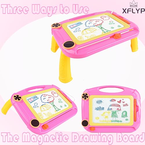 XFLYP Magnetische Zeichentafel, Kinderspielzeug ab 1 2 3 Jahr, Schreibtafel für Magnetische Doodle Board mit Abnehmbaren Füßen Pädagogisches Puzzle Spielzeug Bunte Erasable Geburtstag Geschenk(Rot)