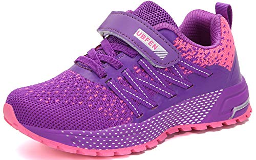 Kubua Kids Sneakers For Boys Girls Running Tennis Shoes Lightweight Breathable Sport Athletic Purple #TOP1