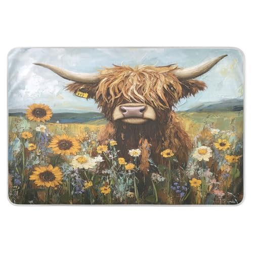 Takiito Cow Sunflowers Bed Pad Reusable Bed Underpad Washable Waterproof Leak-Proof Quick Dry Incontinence Pee Pad for Toddlers Kids Adults Pets 34x52 in