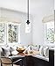 Modern Pendant Lamp, Ceiling Chandelier Light Fixture with Glass Shade E26 Base, Lighting Tool with Adjustable Height for Living Room Bedroom Dining Room Kitchen Island Office(Black)