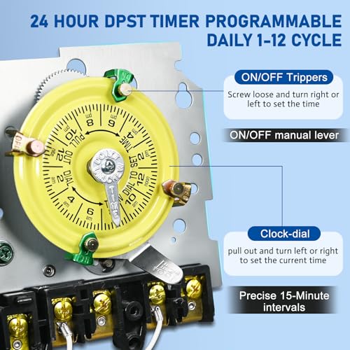 T104 Pool Timer, Mechanical Time Switch Mechanism 208-277VAC 5HP 40A DPST by JKLESA - Used condition - Image 3