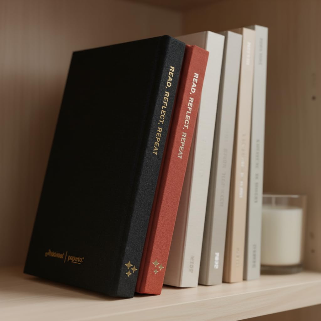 Fark Tanıtım Okuma Günlüğü – A5 Sert Kapa­klı “Reading Journal, 100 Kitap İncelemesi, Günlük Okuma Takibi (Siyah)