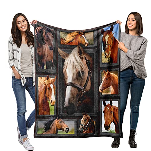 Dongdongqiang Horse Blanket Horse Gift For Women Girls Fleece Blanket Throws Super Soft Cozy Warm Blanket For Couch Chair Bed Sofa Office,60"X80"For Adult #TOP25