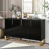 XD Designs Modern Luxury 60'' Large Storage Cabinet with Gold Metal Handles & Legs, Kitchen Buffet C