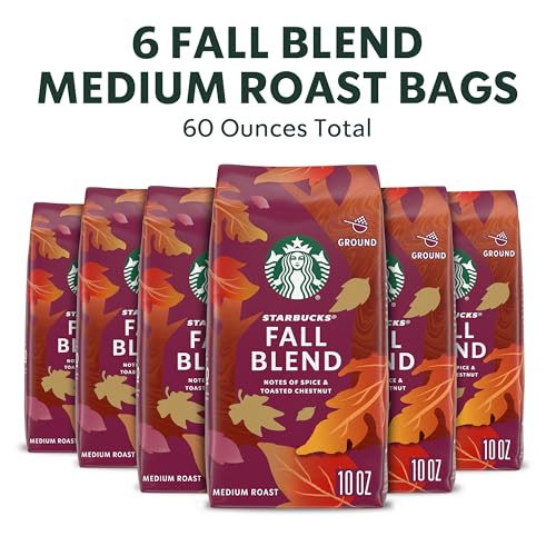Image of Starbucks Ground Coffee, Medium Roast Coffee, Fall Blend, 100% Arabica, Limited Edition, 6 Bags (10 Oz Each)