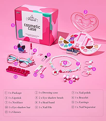Geyiie Kid Washable Makeup, Girls Cosmetic Beauty Kits Toy Princess Gift Set 3-8 Years Toddler With Eye Shadow,Lip Stick,Gross,Necklace,Bracelet Accessories (Pink) #TOP5