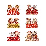 Ornamento de año nuevo chino,Decoración de fiesta de acrílico 2D de 6 piezas, colgante de cartera de Año Nuevo, para puerta de entrada, oficina, escalera, pared, jardín, salón, dormitorio, restaurante