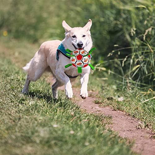 LZHDZQD Dog Toys, Toy Balls for Dogs, Dog Football Toys with Grab Tabs for Indoor Outdoor Garden Water Beach Play Tug, Interactive Dog Toys For Boredom For Small Medium Dogs (red)
