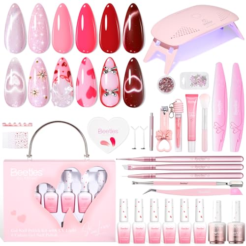 Gelab cosmetics LLC Beetles Gel Nail Polish Set - 23pcs Gel Polish Set Summer Colors, 20 Colors Pink Green Blue Uv Gel Polish with Base Top Coat, All Season Manicure Tools for Beginners Nail Art Home