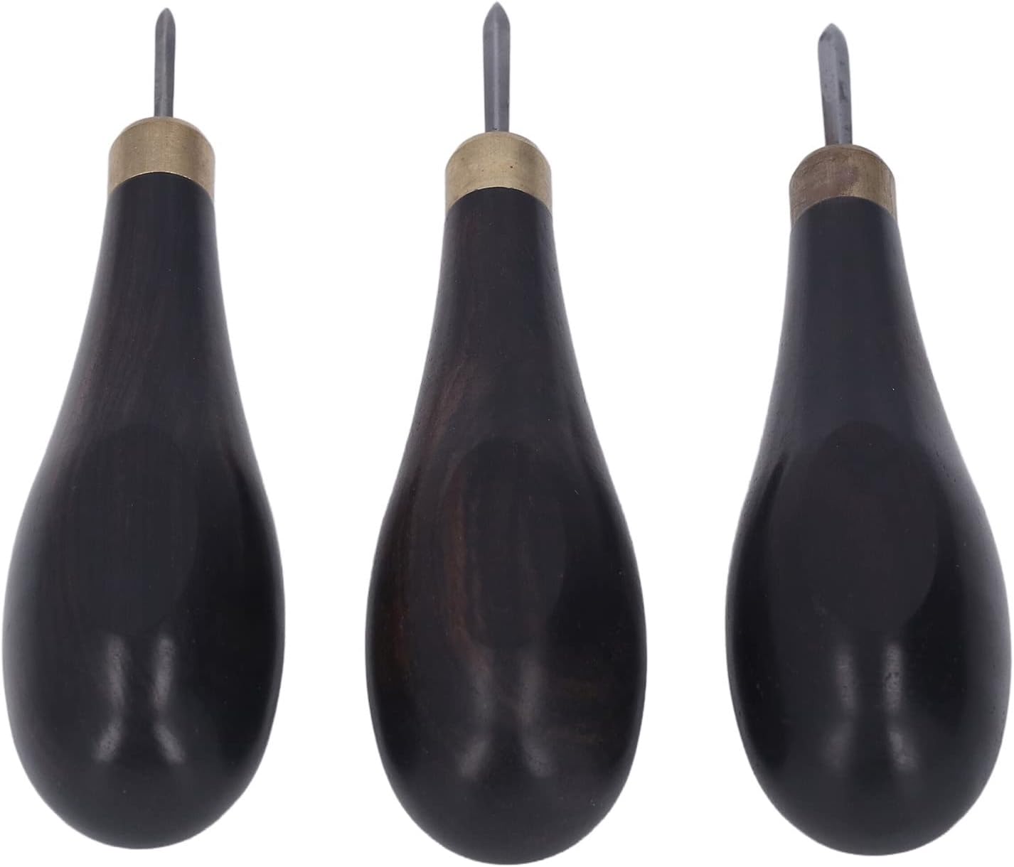3Pcs Leather Craft Sewing Awl Set with Red Sandalwood Handle Strong Penetration 3mm 4mm 5mm for DIY Leather Crafts