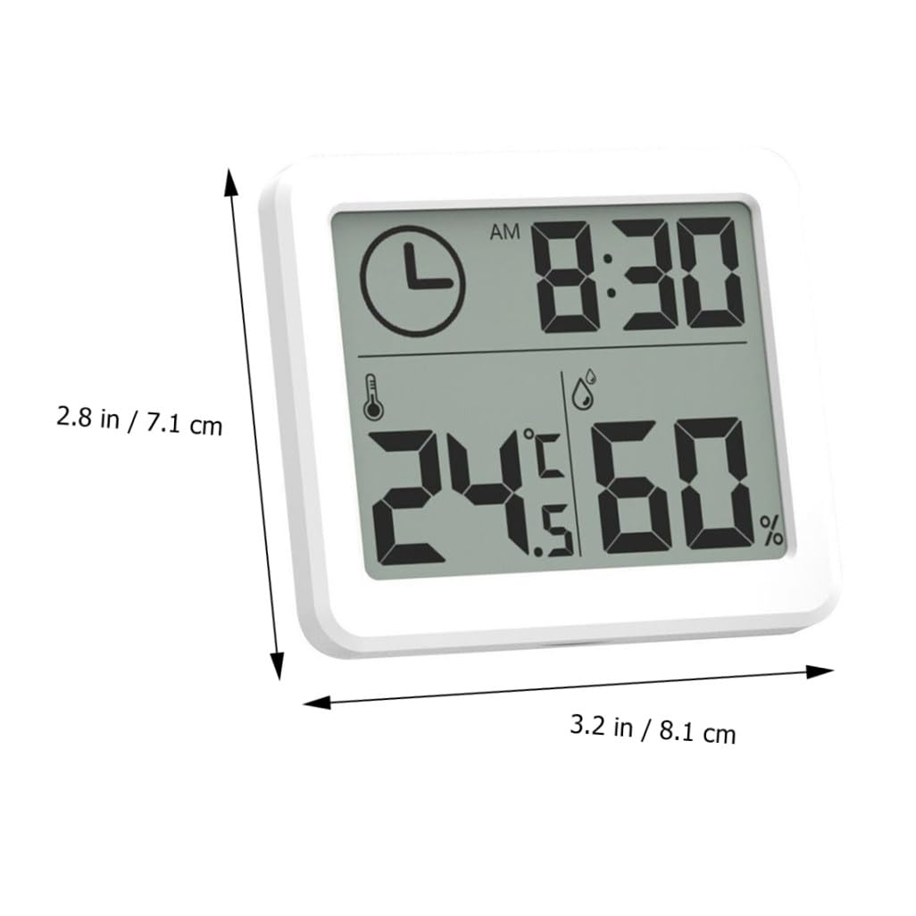 Hygromètre D'intérieur avec Horloge Numérique, Thermomètre Domestique Abs Blanc, Enregistre Température et Humidité, pour Chambre Bébé et Maison