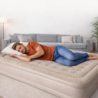 ReTvox Air Mattress Single Bed with Built-in Rechargeable Electric Pump, Size 190×100×40 cm, Portable Foldable Guest Bed w... Price In India