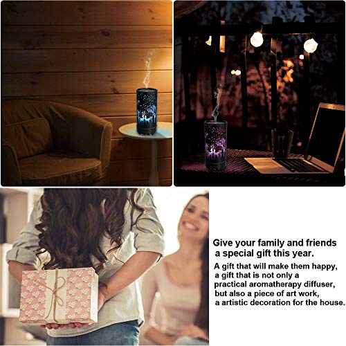 Bheadcat Essential Oil Diffuser Rotatable Metal Aromatherapy Diffusers With Cover, 100Ml, Bpa Free-Ultrasonic Cool Mist Aroma Therapy Nightlight Humidifier Waterless Shut Off Deer #TOP5