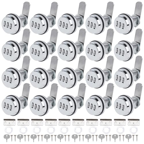 RealPlus Combination Cam Locks 1-1/8" Cylinder Cabinet Lock Security Combi-Cam Password Coded Lock Secure Files Drawers RV Storage Locks (20 Pack, Chrome Finish) by RealPlus - Used condition - US$40.20