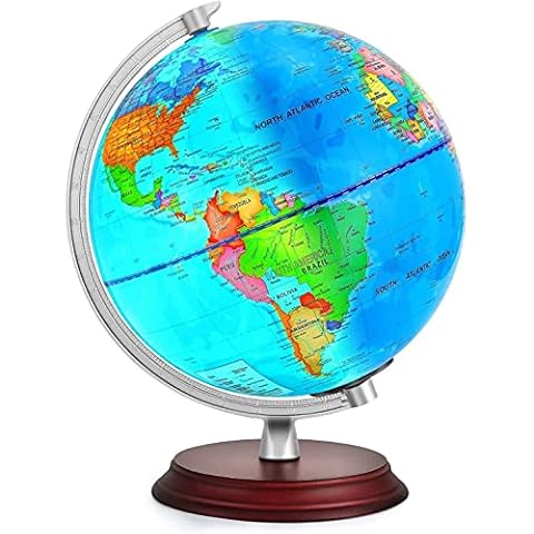 TTKTK Illuminated World Globe for kids Rewritable with Wooden Stand,Built in LED for Educational Night View Globe lamp for Kids Home Décor and Office Desktop(Contains pen and Cleaning Cloths) Cover