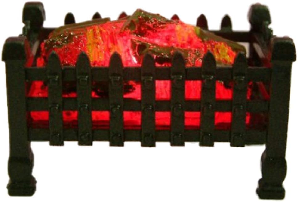 Dolls House Glowing Log Fire Basket Light up Miniature Fireplace Accessory 12V