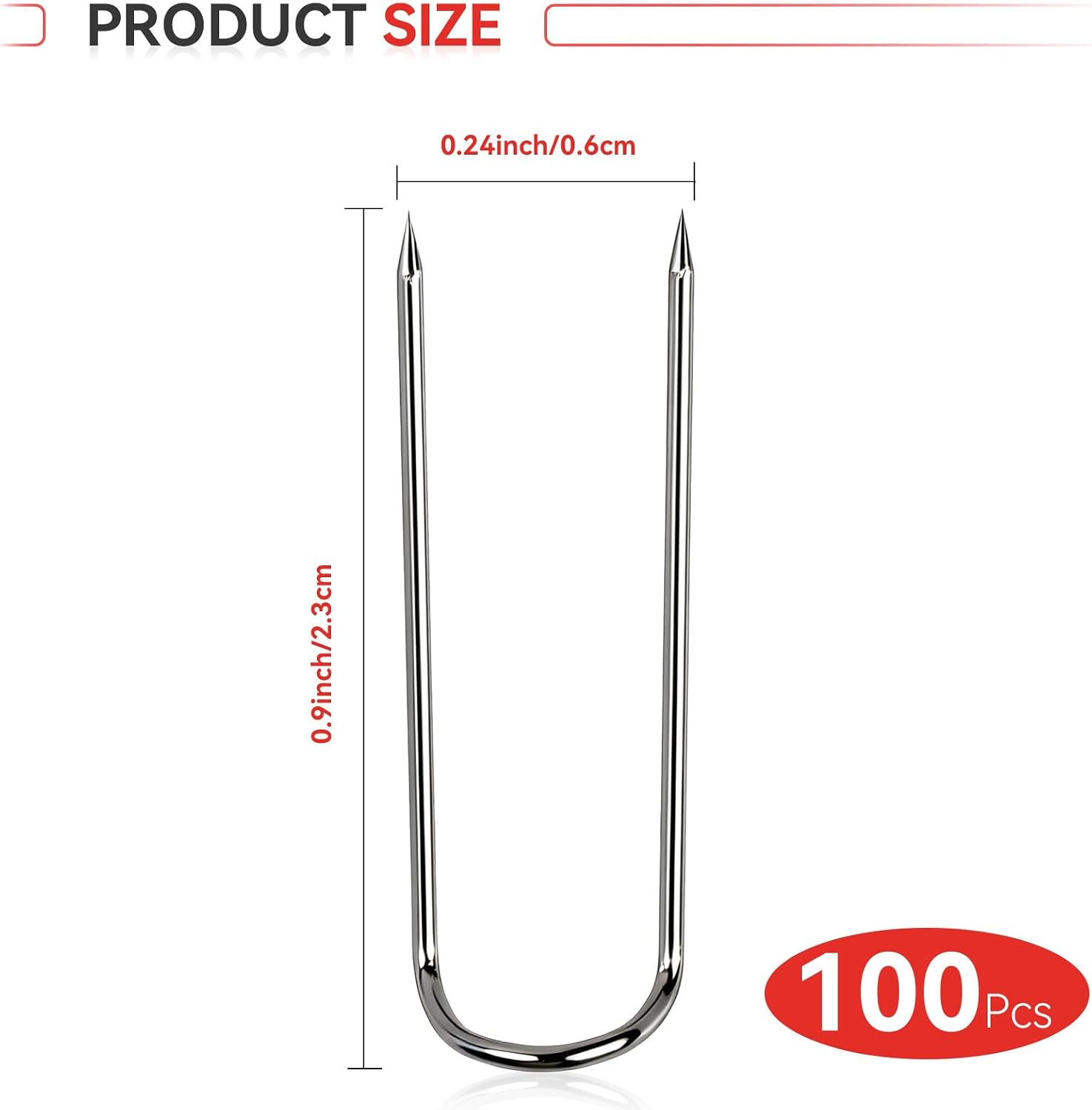 U Shaped Fork Pins for Quilting, 200-Pack Sewing Double Needlecraft Blocking Stainless Steel U-pins for Easy Handling, Ideal for Quilting, Sewing, 0.91 x 0.2 Inch (Silver)