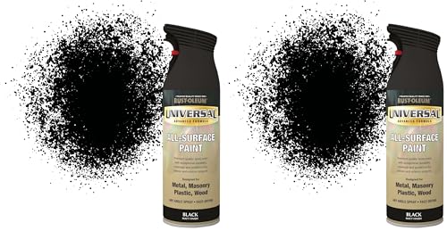 Image of Rust-Oleum AE0160005E8 400ml Universal Spray Paint-Flat Black, 400 ml (Pack of 2)
