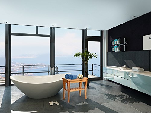 House Ur Home Shower Bench Seat Wooden Spa Bath Deluxe Organizer Stool With Storage Shelf For Seating Chair Perfect For Indoor Or Outdoor - Plus Free Value Gift Including #TOP7