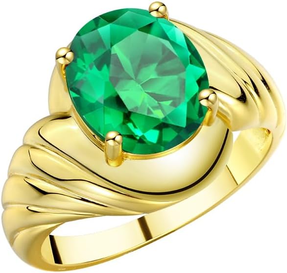 Rylos 14K Yellow Gold Classic Designer Style Oval 12X10MM Solitaire Gemstone Ring - Exquisite Color Stone Jewelry for Women &, Available in Sizes 5-13