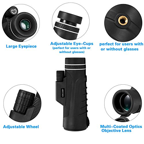 Occer 10X42 High Power Monocular Telescope HD Dual Focus Scope, Waterproof Compact Monocular with BAK4 Multi-Coated Zoom Lens, Low Night Vision for Hunting Bird Watching Camping Outdoor Sporting