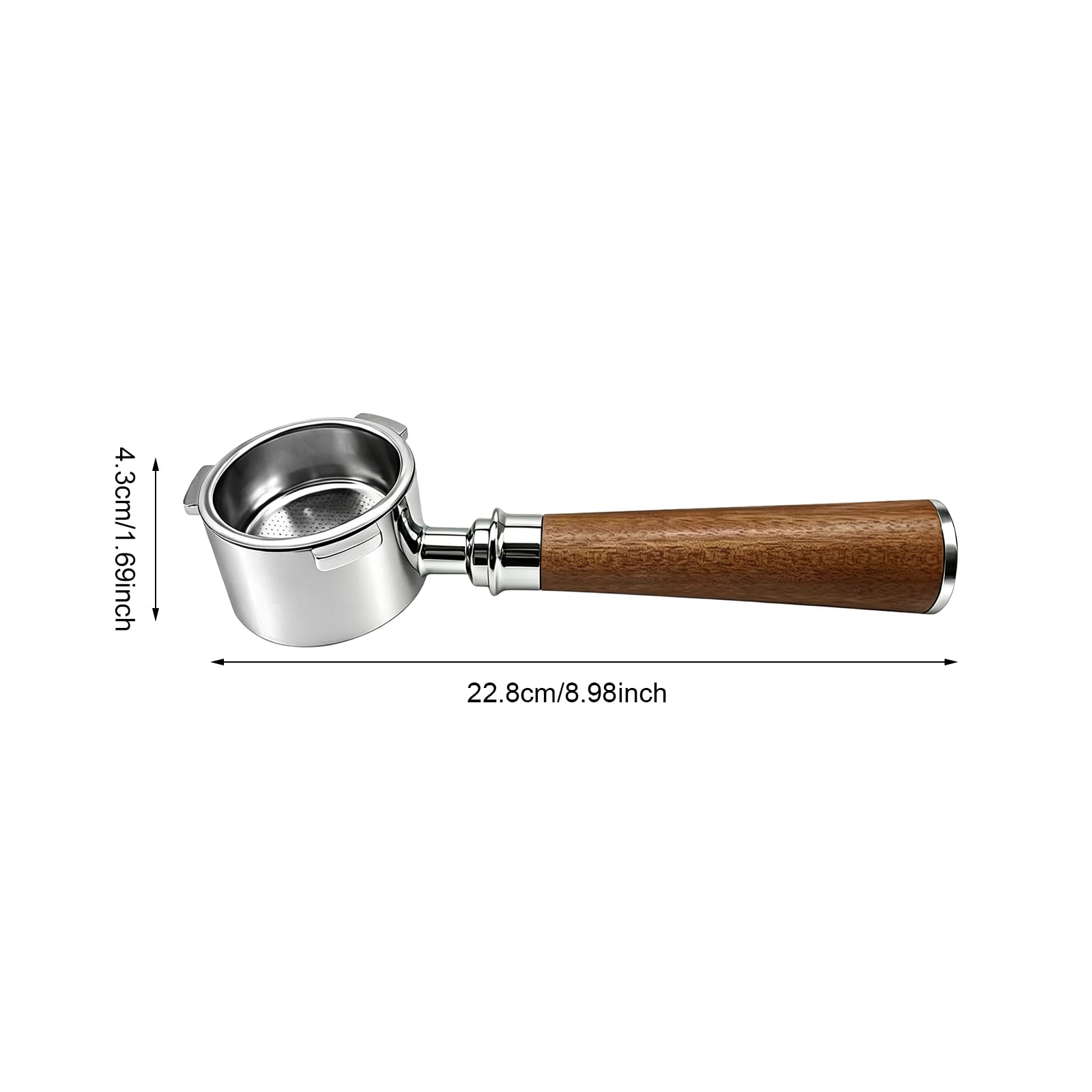 Portafiltro senza fondo, 51 mm, per macchina espresso (legno/legno) | Visualizzazione libera dell'estrazione, cambio senza attrezzi con presa adeguata, comoda maneggevolezza
