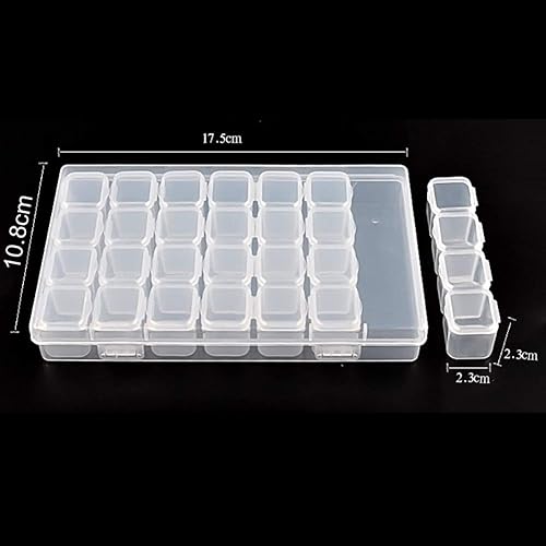 Miniatura 3 de 1 paquete de 28 rejillas de diamantes, caja de plástico para joyería, organizador de joyas, cajas de almacenamiento de bordado de diamantes, caja de