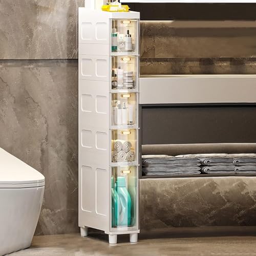 Cajones de almacenamiento – Carrito de almacenamiento estrecho de plástico con 4 cajones con ruedas para baño, dormitorio, oficina, cocina, sala de estar
