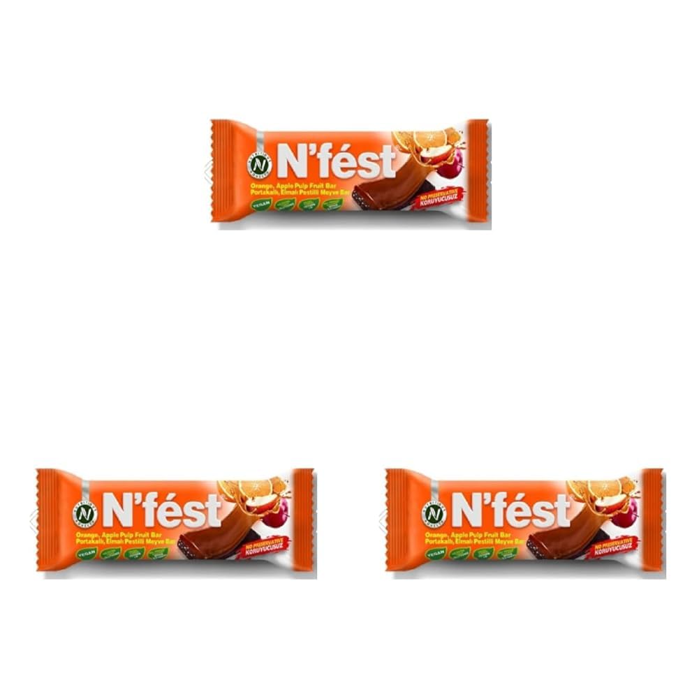 N'fest 40 gr Portakal ve Elma Joleli Yer Fıstıklı Meyve Barı (3 paketi)