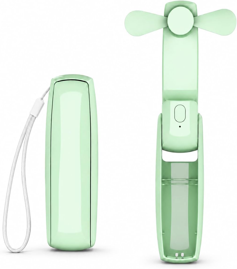 EcoNour Pocket Fan, Mini Handheld Personal Fan, 3-Speed, Compact, Green